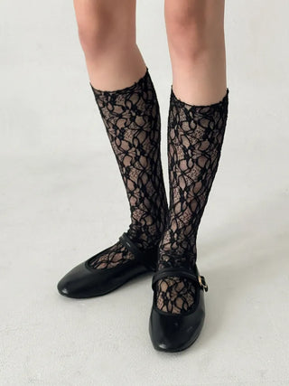 Sweets Flower Lace Pattern Knee-high Long Socks
