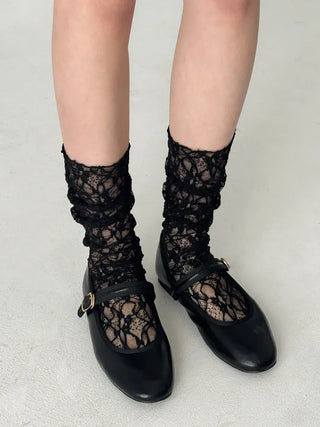 Sweets Flower Lace Pattern Knee-high Long Socks