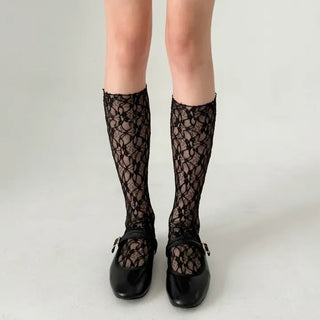 Sweets Flower Lace Pattern Knee-high Long Socks