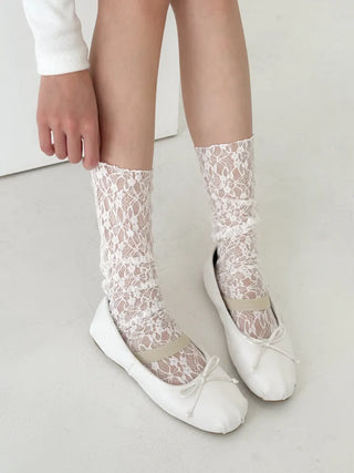 Sweets Flower Lace Pattern Knee-high Long Socks