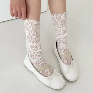 Sweets Flower Lace Pattern Knee-high Long Socks