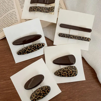 Two Phase Leopard Gold Pearl Acrylic Hairpin 5 Types
