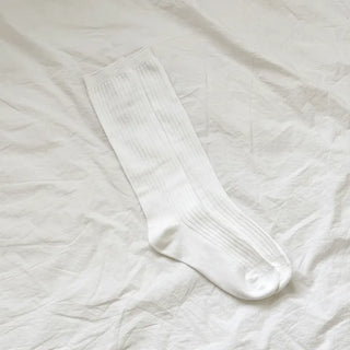 Deli Basic Ribbed Plain Color Knee-Long Socks