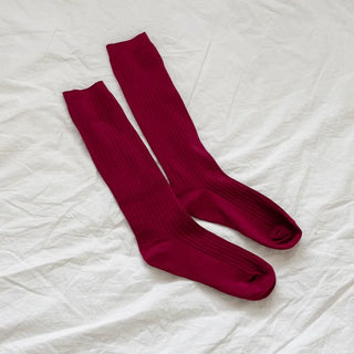 Deli Basic Ribbed Plain Color Knee-Long Socks