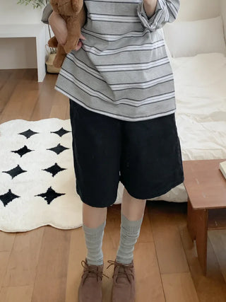 Deli Basic Ribbed Plain Color Knee-Long Socks