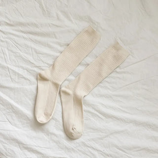 Deli Basic Ribbed Plain Color Knee-Long Socks