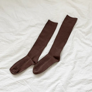Deli Basic Ribbed Plain Color Knee-Long Socks
