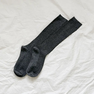Deli Basic Ribbed Plain Color Knee-Long Socks