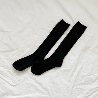 Deli Basic Ribbed Plain Color Knee-Long Socks