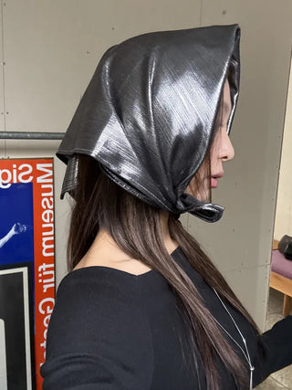Metal Flash Silver Print Hair Bandana Square Scarf 4 Types