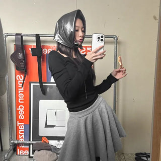 Metal Flash Silver Print Hair Bandana Square Scarf 4 Types
