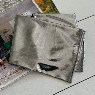 Metal Flash Silver Print Hair Bandana Square Scarf 4 Types