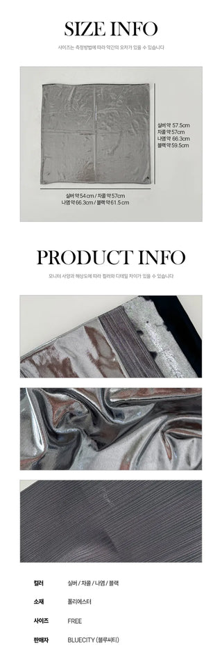 Metal Flash Silver Print Hair Bandana Square Scarf 4 Types