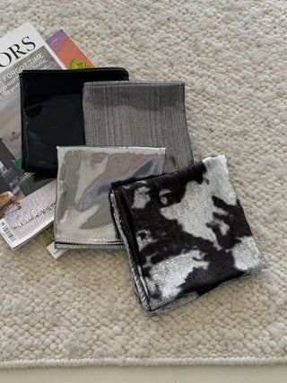Metal Flash Silver Print Hair Bandana Square Scarf 4 Types