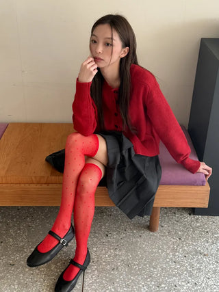 Colorful Dot Pattern See-through Knee Socks Stockings
