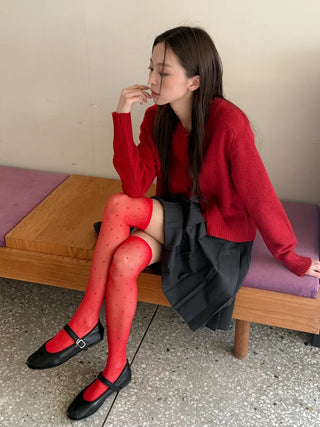 Colorful Dot Pattern See-through Knee Socks Stockings