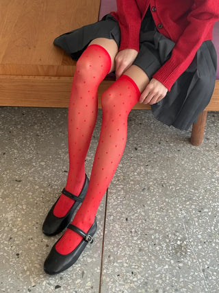 Colorful Dot Pattern See-through Knee Socks Stockings