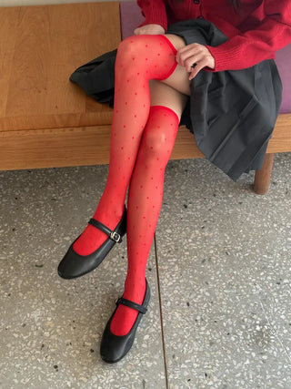 Colorful Dot Pattern See-through Knee Socks Stockings