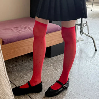 Colorful Dot Pattern See-through Knee Socks Stockings