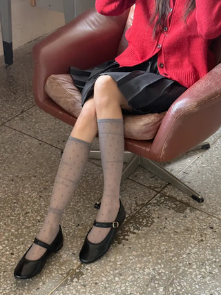Colorful Dot Pattern See-through Knee Socks Stockings