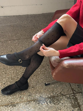 Colorful Dot Pattern See-through Knee Socks Stockings