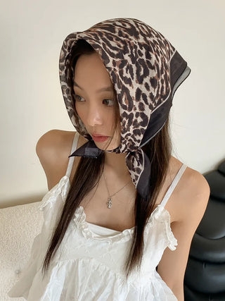 Leopard Square Pattern Hair Bandana Scarf