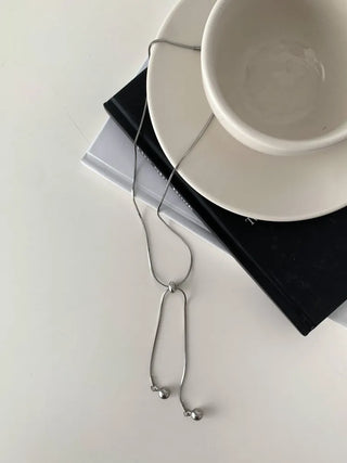 Surgical Steel Snake Round Ball Chain Long Drop Necklace 2 Types