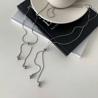 Surgical Steel Snake Round Ball Chain Long Drop Necklace 2 Types