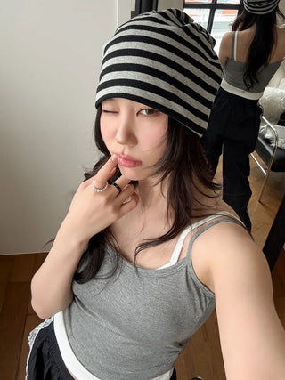 Long Striped Beanie Hat