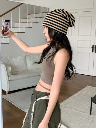 Long Striped Beanie Hat