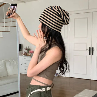 Long Striped Beanie Hat