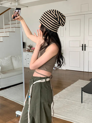 Long Striped Beanie Hat