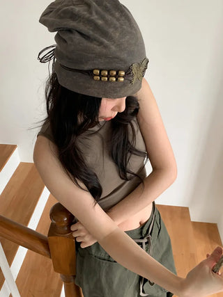 Butter Antique Vintage Butterfly Charm Long Beanie Hat