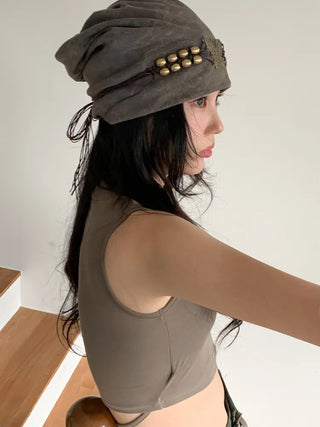 Butter Antique Vintage Butterfly Charm Long Beanie Hat