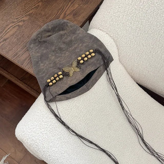 Butter Antique Vintage Butterfly Charm Long Beanie Hat
