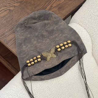 Butter Antique Vintage Butterfly Charm Long Beanie Hat