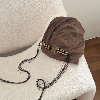Butter Antique Vintage Butterfly Charm Long Beanie Hat