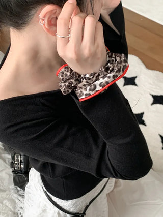 Lady's Pao Scrunchie Leopard Print Hair Tie Scrunchie