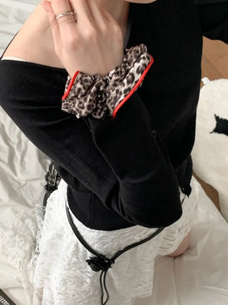 Lady's Pao Scrunchie Leopard Print Hair Tie Scrunchie