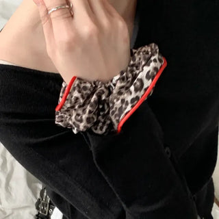 Lady's Pao Scrunchie Leopard Print Hair Tie Scrunchie