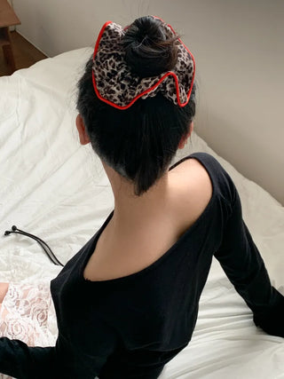 Lady's Pao Scrunchie Leopard Print Hair Tie Scrunchie