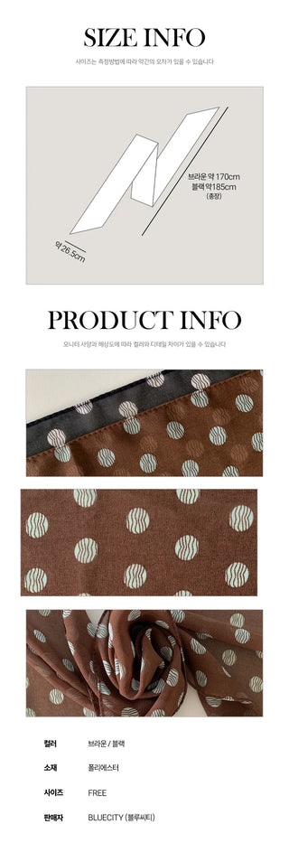 Wavy Dot Long Tie Big Scarf