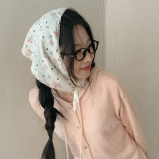 Ethnic Flower Pattern Lace Hair Bandana Scarf
