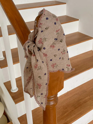 Ethnic Flower Pattern Lace Hair Bandana Scarf