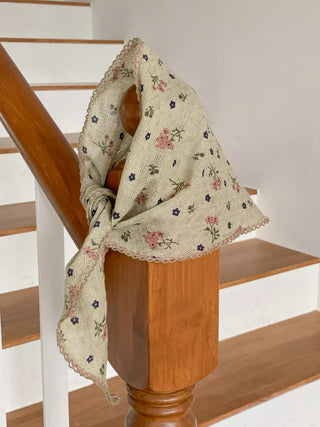 Ethnic Flower Pattern Lace Hair Bandana Scarf
