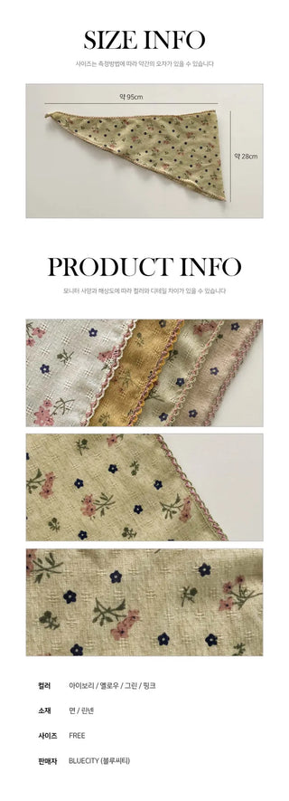 Ethnic Flower Pattern Lace Hair Bandana Scarf