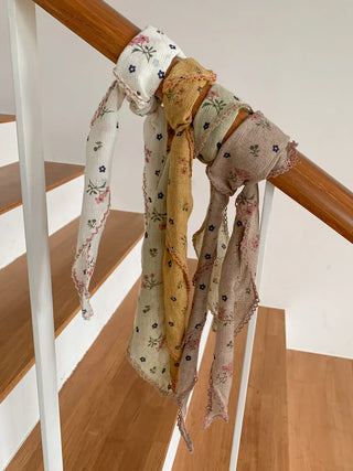 Ethnic Flower Pattern Lace Hair Bandana Scarf