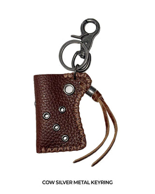 Cow Pocket Silver Metal Keychain Keyring