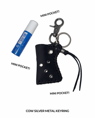 Cow Pocket Silver Metal Keychain Keyring
