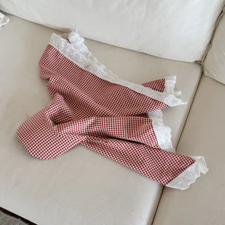 Pastel Gingham Check Bandana Scarf UV Protection Cap